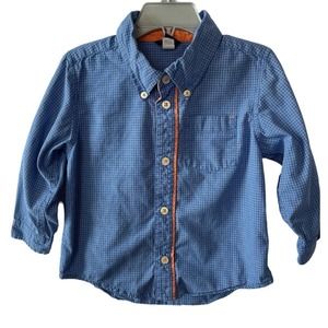 Baby Gap Boys Blue Orange Long Sleeve Button-Down Shirt 3 Year Old 3T Vintage